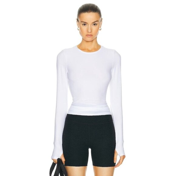 Beyond Yoga Classic Crew Pullover in Cloud White Medium Womens Long Sleeve Tee - Picture 1 of 15